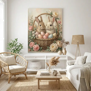 TWING Floral Bunny Basket Canvas Print