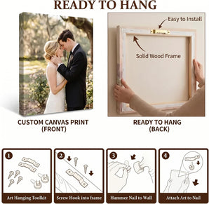 TWING Custom Canvas Prints with Your Photos, 12x12 Personalized Ready-to-Hang Photo Canvas Wall Art, Fathers Day Gift for Dad, Stretched Canvas Print for Family, Wedding, Pet & Home Decor