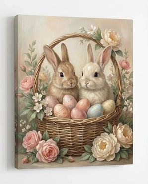 TWING Floral Bunny Basket Canvas Print