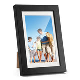 Black picture frame with family photo, personalized home decor on white background