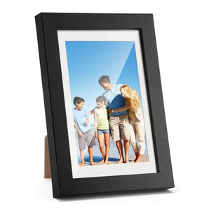 Black picture frame with family photo, personalized home decor on white background