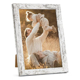 Rustic white wood picture frame with family photo, home decor, customizable photo frame