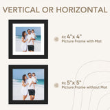Black square custom picture frames for beach family photo, fits 4x4 with mat or 5x5 without mat