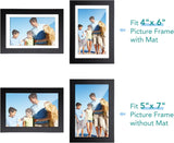 Comparison of 4x6 picture frame with mat and 5x7 frame without mat using family photo