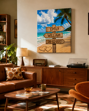 TWING Personalized Beach Sign Canvas for Couples