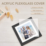 Acrylic plexiglass photo frame cover with UV blocker, high transparency, lightweight design, displaying a couple's beach selfie.