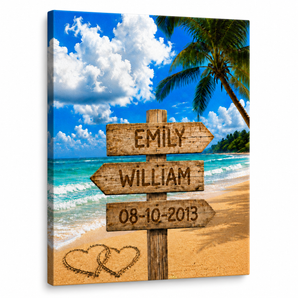TWING Personalized Beach Sign Canvas for Couples