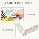 Custom picture frame showing dust proof and damp proof performance with a hand wiping the glass and water droplets on the rustic frame.