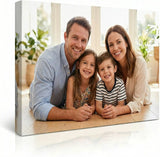 Custom canvas print featuring a smiling family portrait, perfect for personalized home decor