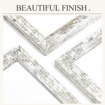 Rustic white wood photo frames with distressed finish for personalized wall decor
