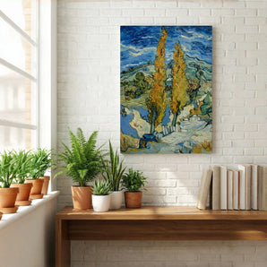 Van Gogh Reproduction Canvas Wall Art - Two Poplars on a Road