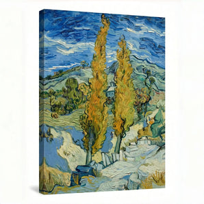 Van Gogh Reproduction Canvas Wall Art - Two Poplars on a Road