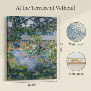 Claude Monet Wall Art Canvas Print-At the Terrace at Vetheuil