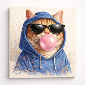 TWING Funny Cat Canvas Print-Leisurely Cat Canvas