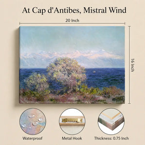 Claude Monet Canvas Wall 20X16 In, Art At Cap d'Antibes