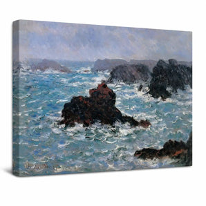 Claude Monet Canvas Wall Art 20X16 In, Belle-Ile, Rain Effect Print