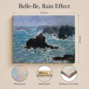 Claude Monet Canvas Wall Art 20X16 In, Belle-Ile, Rain Effect Print