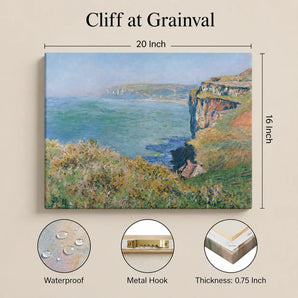 Claude Monet Canvas Wall Art 20X16 In, Cliff at Grainval Print