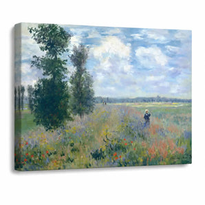 Claude Monet Canvas Wall Art 24x18 Inch, Poppy Field, Argenteuil Print