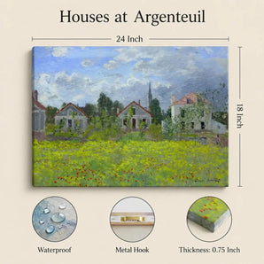 Claude Monet Canvas Wall Art 24x18 Inch, Houses at Argenteuil Print