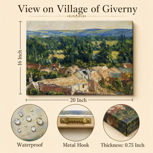 Claude Monet Canvas Wall Art 20x16 Inch, View on Village of Giverny Print