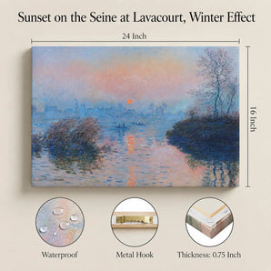 Claude Monet Canvas Wall Art, Sunset on the Seine at Lavacourt Print