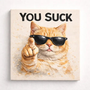 TWING Funny Cat Canvas Print - Humorous Cat Canvas
