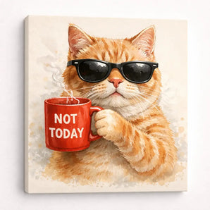TWING Funny Cat Canvas Print-Lazy Cat Canvas