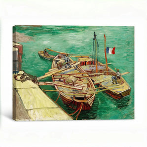 Van Gogh Reproduction Canvas Wall Art -Quay with Men Unloading Sand Barges