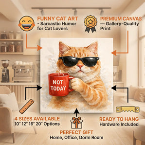 TWING Funny Cat Canvas Print-Lazy Cat Canvas