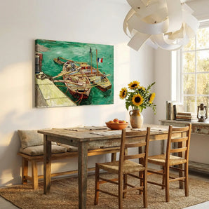 Van Gogh Reproduction Canvas Wall Art -Quay with Men Unloading Sand Barges